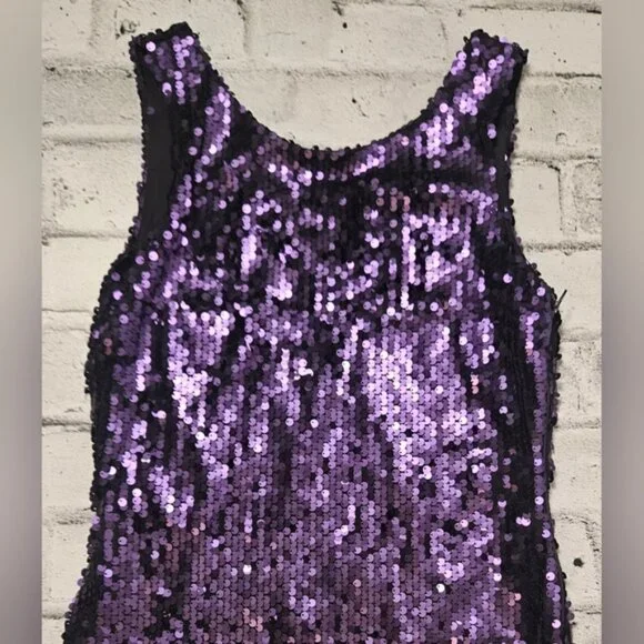 Ricki’s Purple Sequin Cocktail Dress Size 6 Party Sparkle Sleeveless - Picture 4 of 8